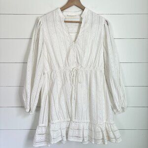 Forever That Girl x Anthropologie white 100% cotton eyelet long sleeve dress